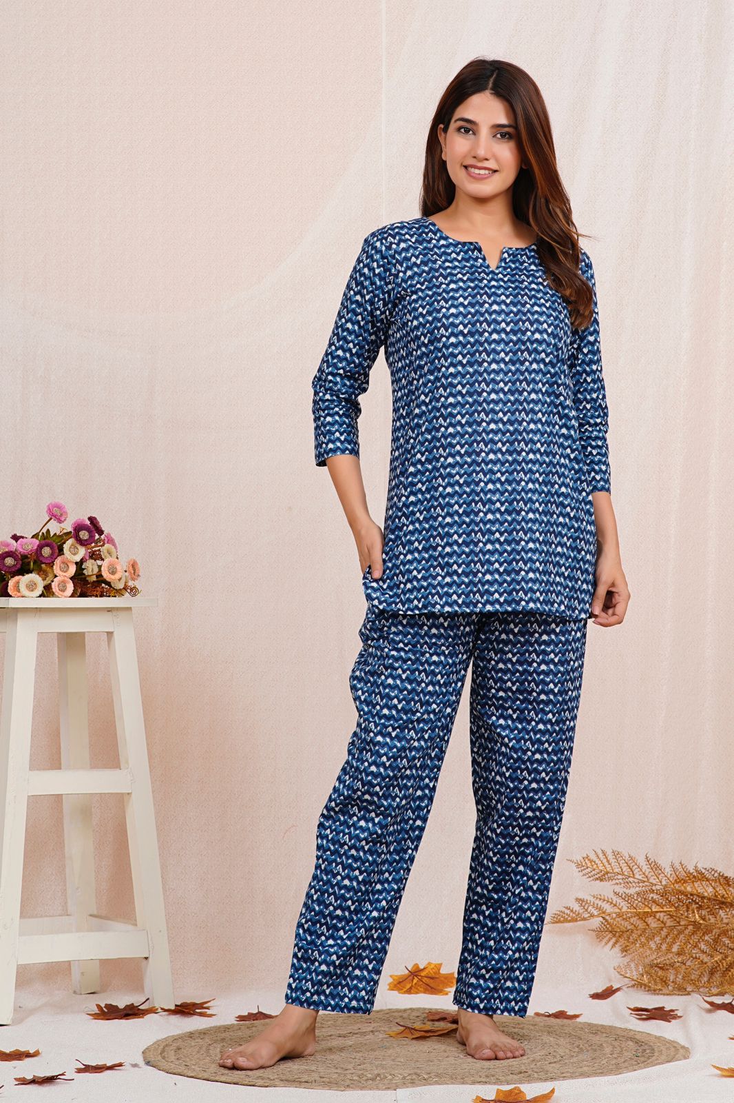 cotton printed night suit set