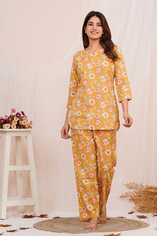 cotton printed night suit set