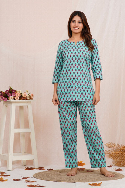 cotton printed night suit set