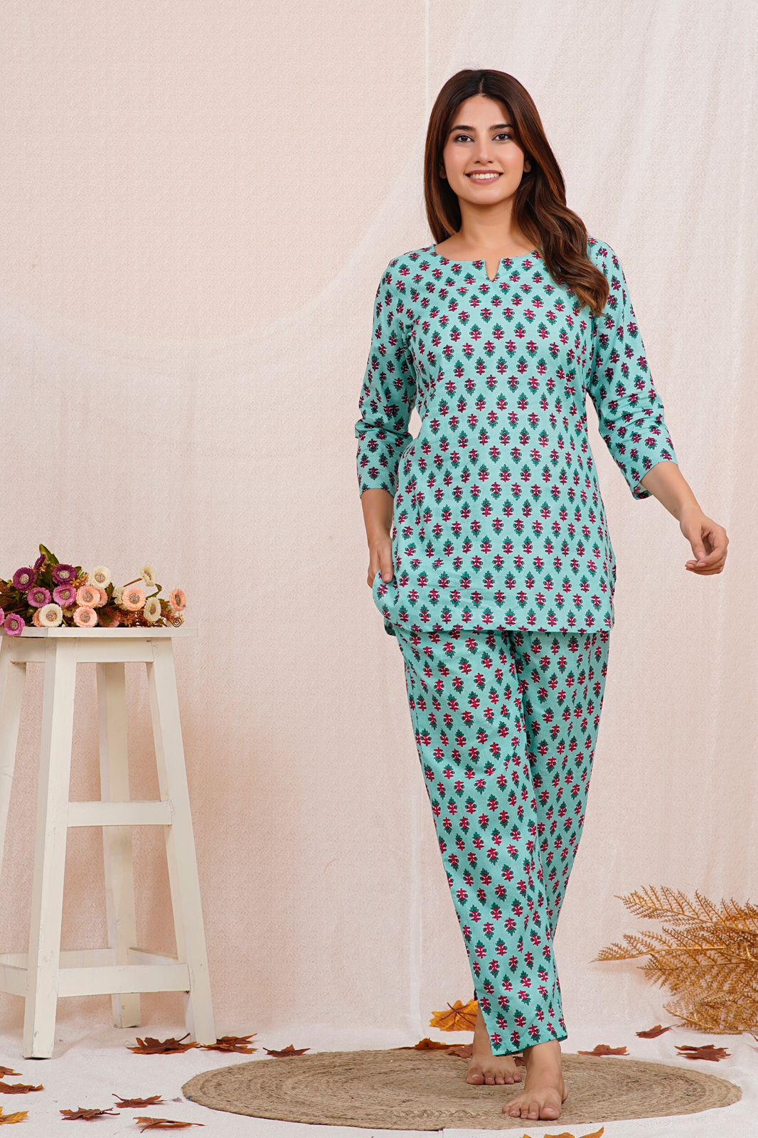 cotton printed night suit set