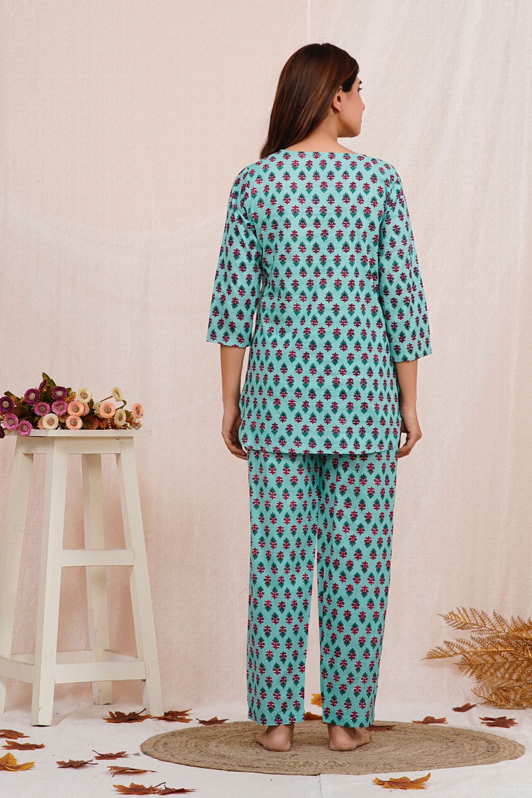 cotton printed night suit set