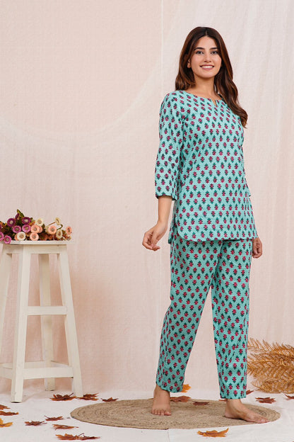 cotton printed night suit set