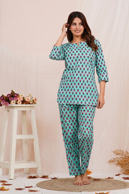 cotton printed night suit set