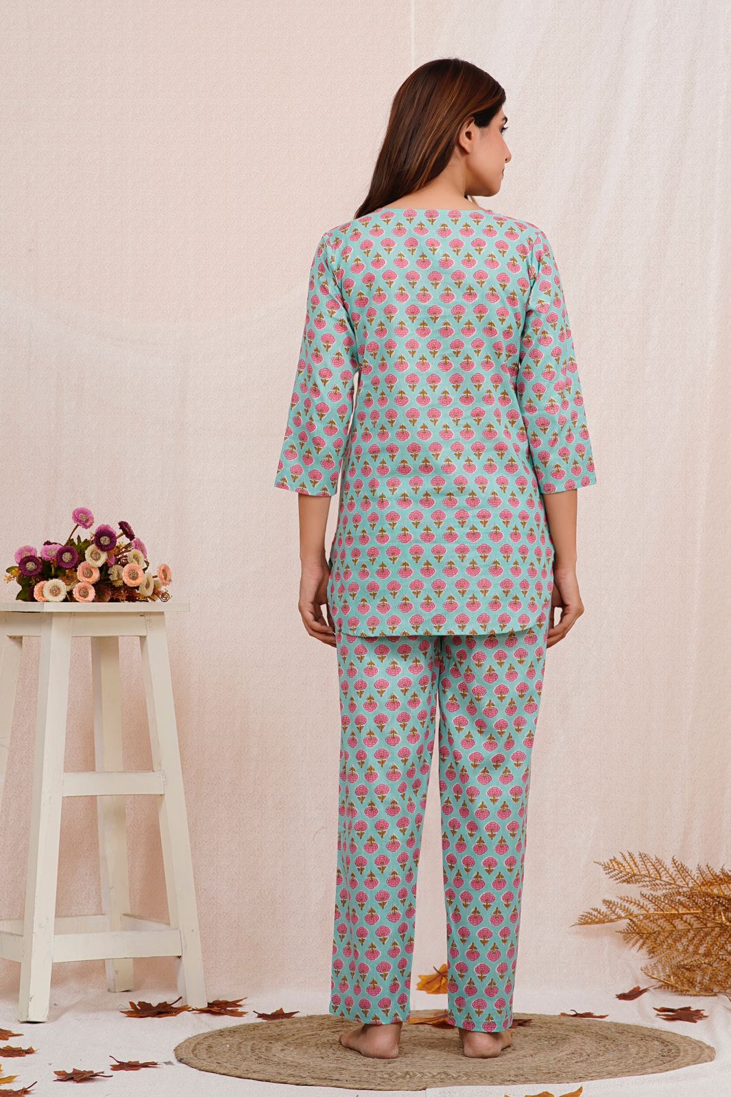 cotton printed night suit set