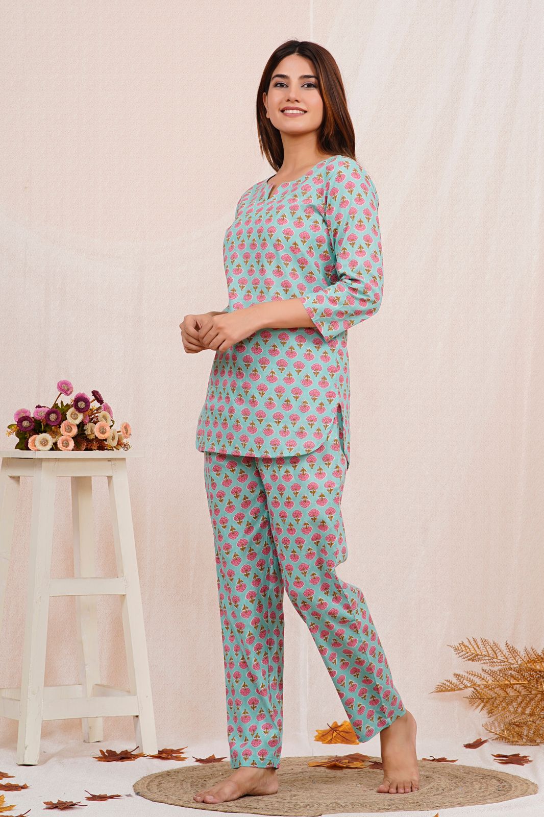 cotton printed night suit set