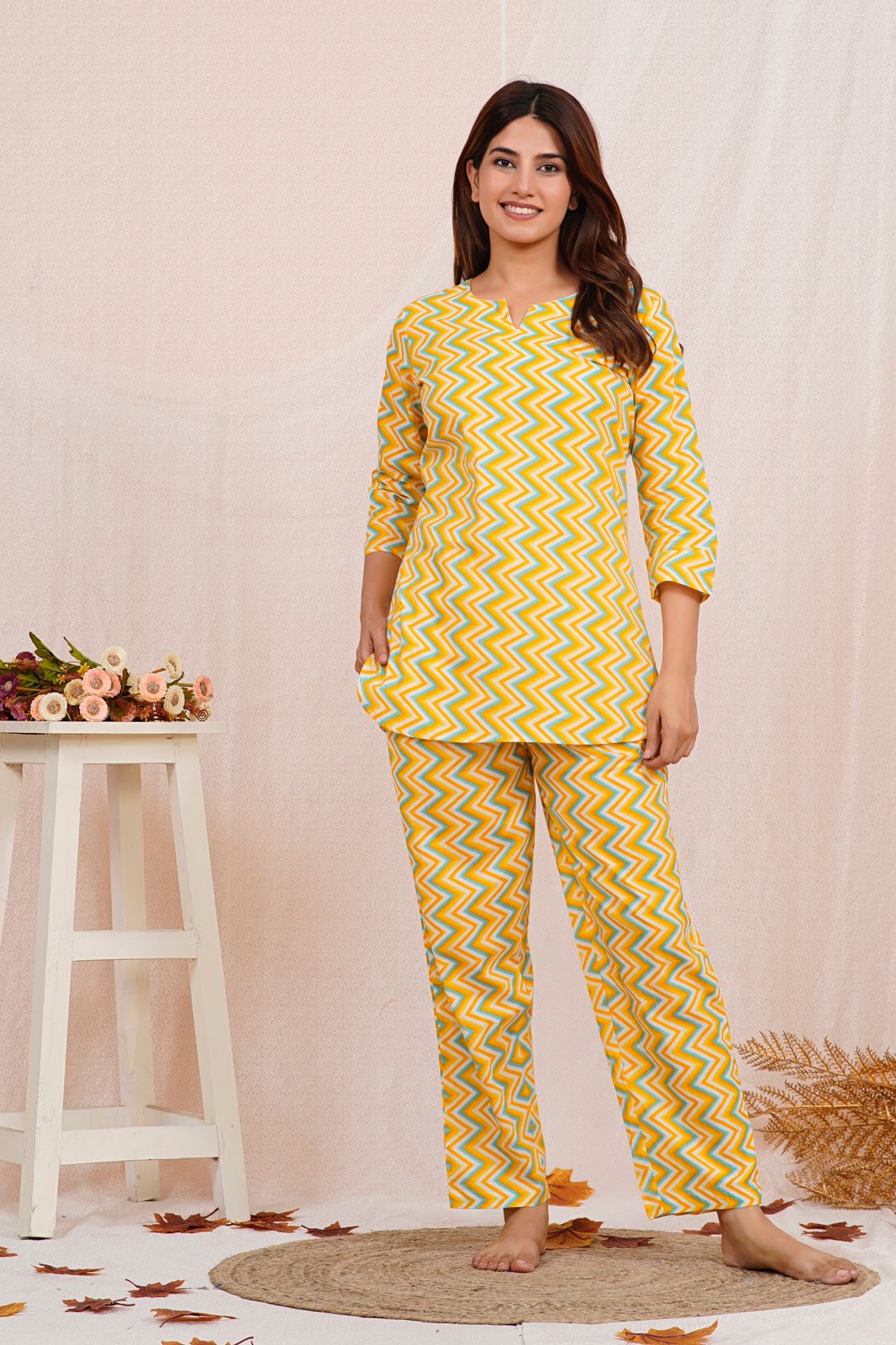 cotton printed night suit set