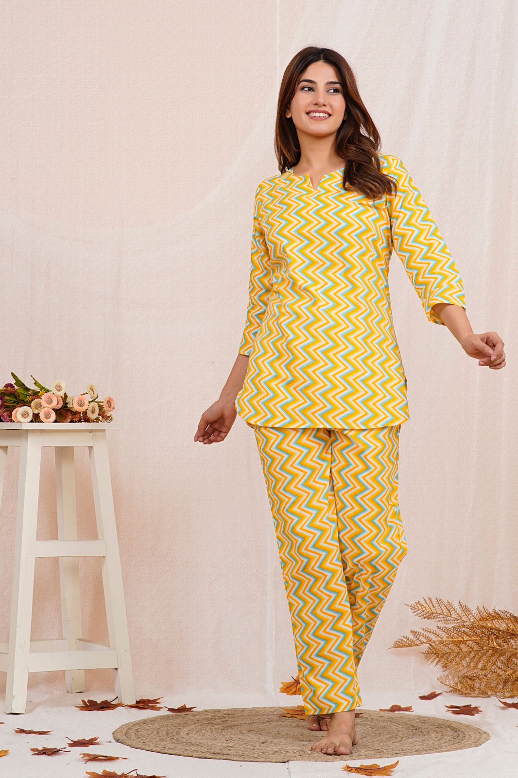 cotton printed night suit set