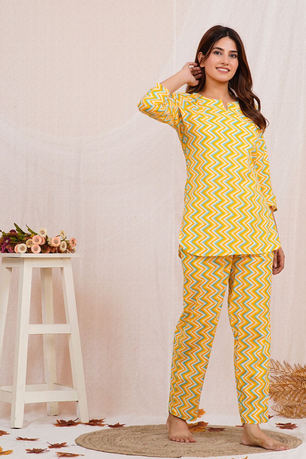 cotton printed night suit set