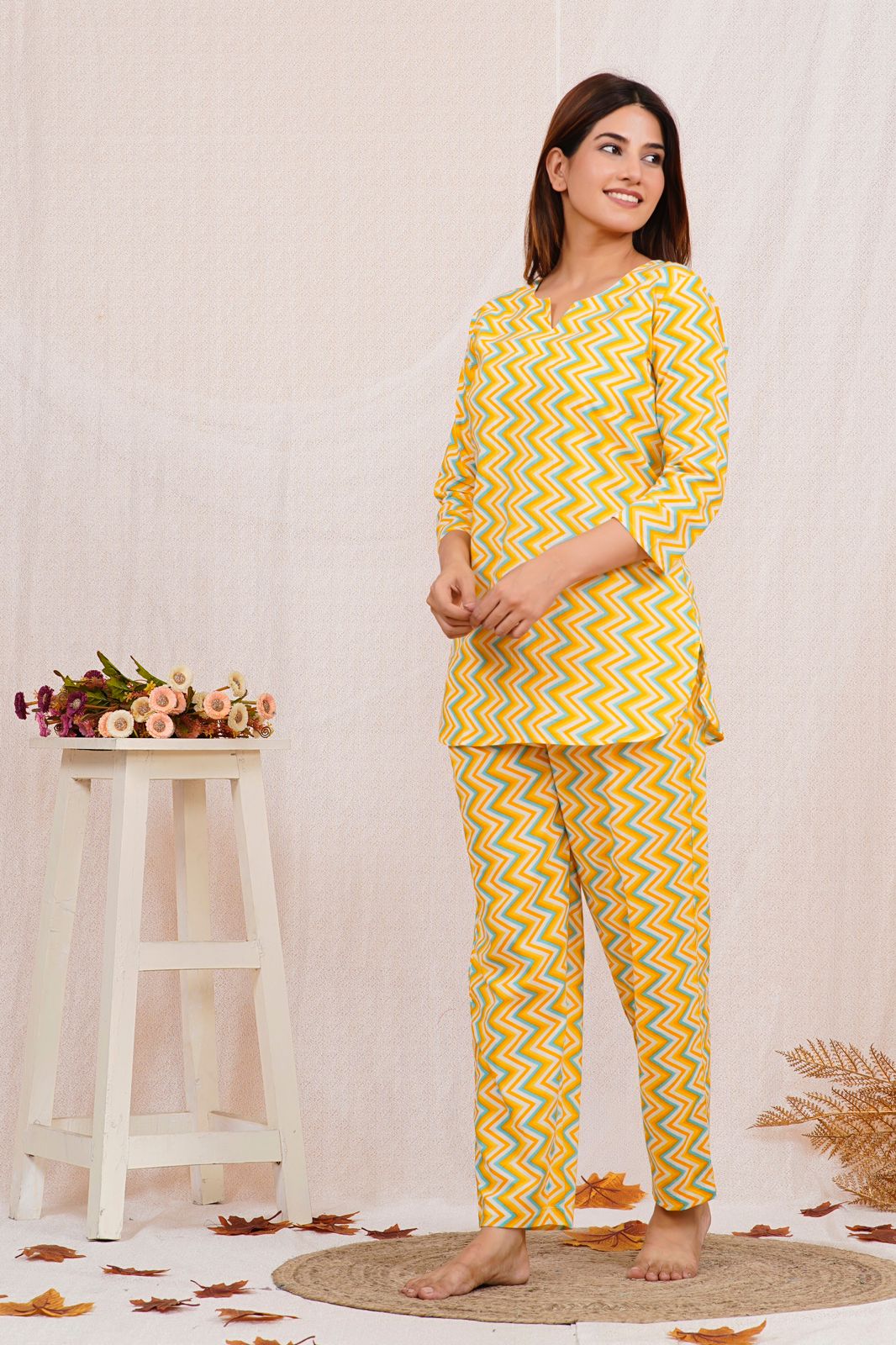 cotton printed night suit set