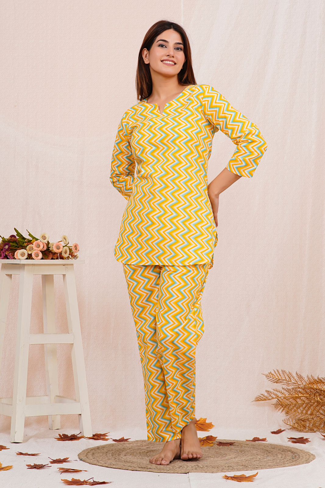 cotton printed night suit set