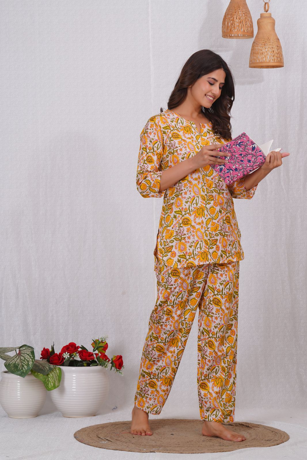 cotton printed night suit set