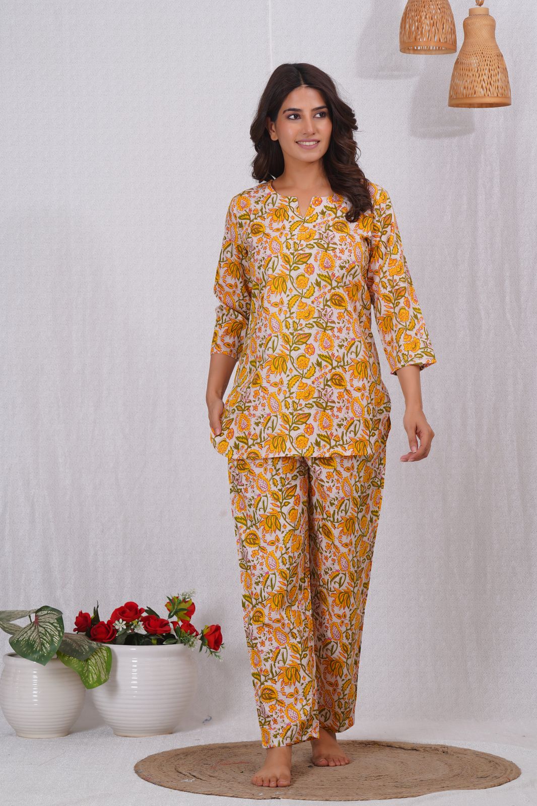 cotton printed night suit set