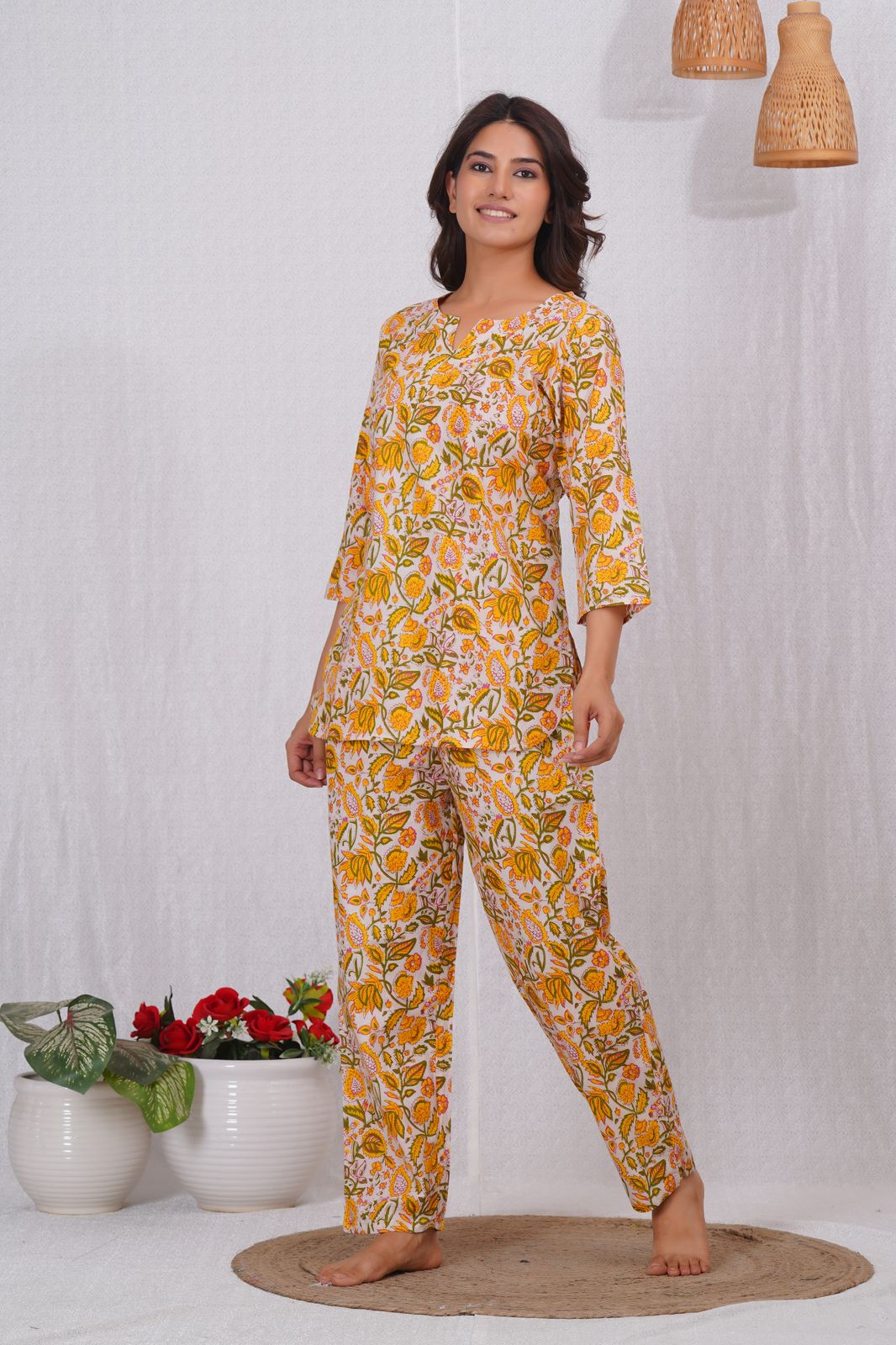 cotton printed night suit set