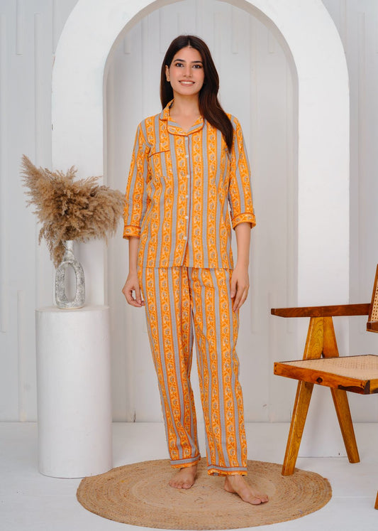 cotton printed night suit set