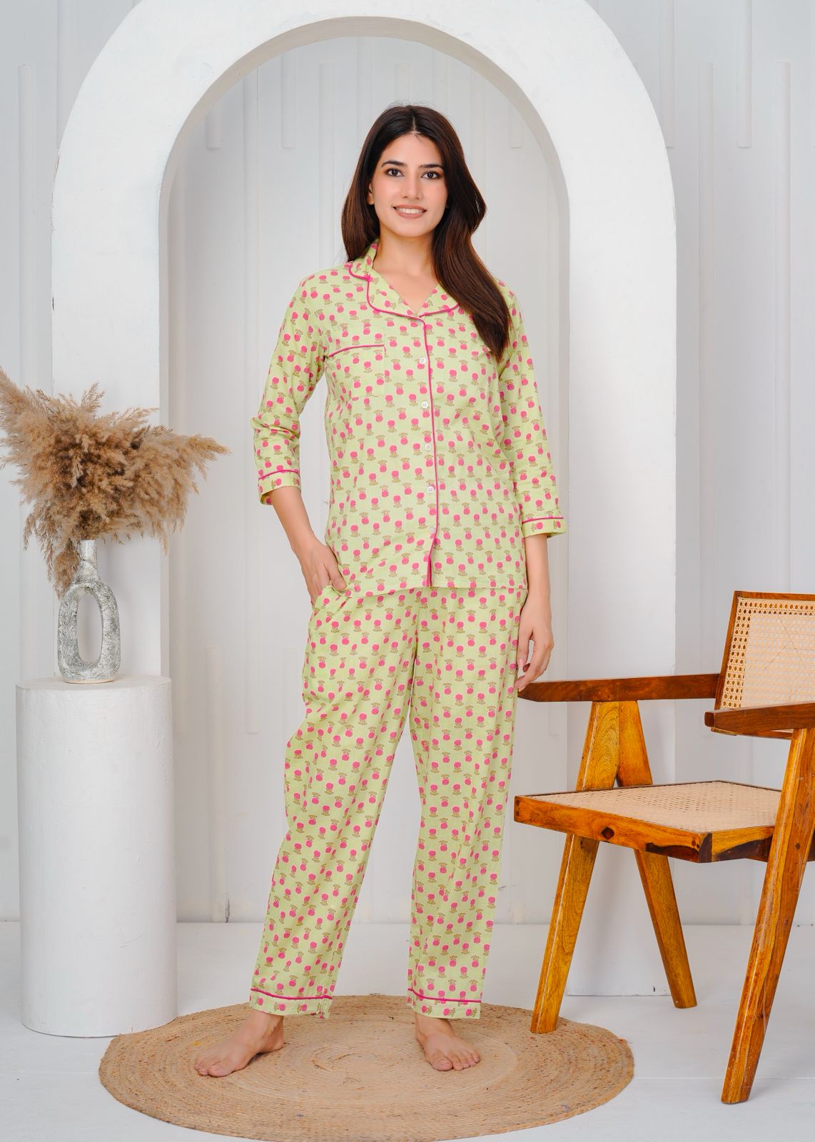 cotton printed night suit set