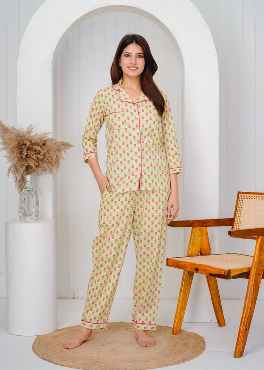 cotton printed night suit set