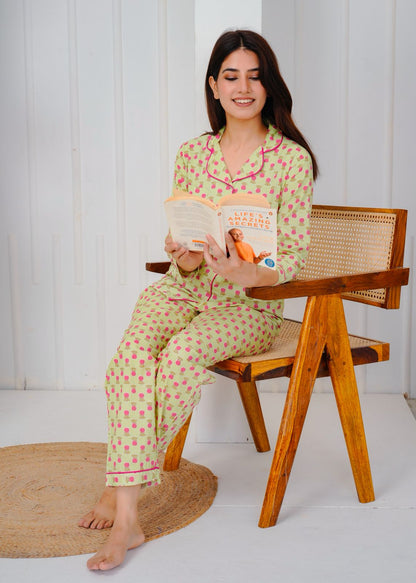 cotton printed night suit set
