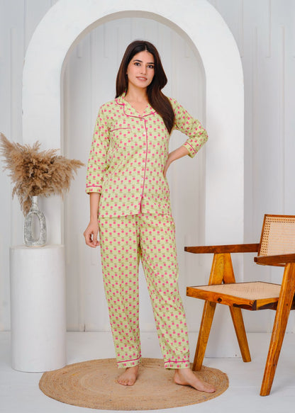 cotton printed night suit set