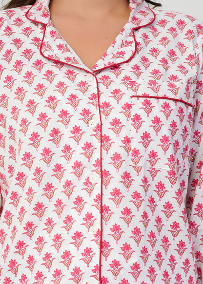 Rosy Peach Bud Night Wear Set
