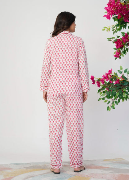 Rosy Peach Bud Night Wear Set