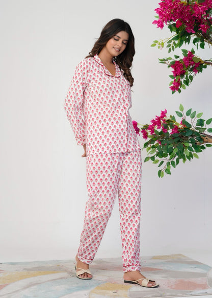 Rosy Peach Bud Night Wear Set