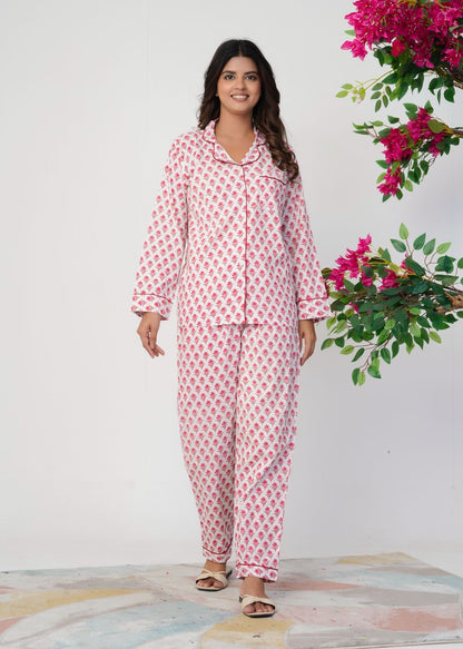 Rosy Peach Bud Night Wear Set