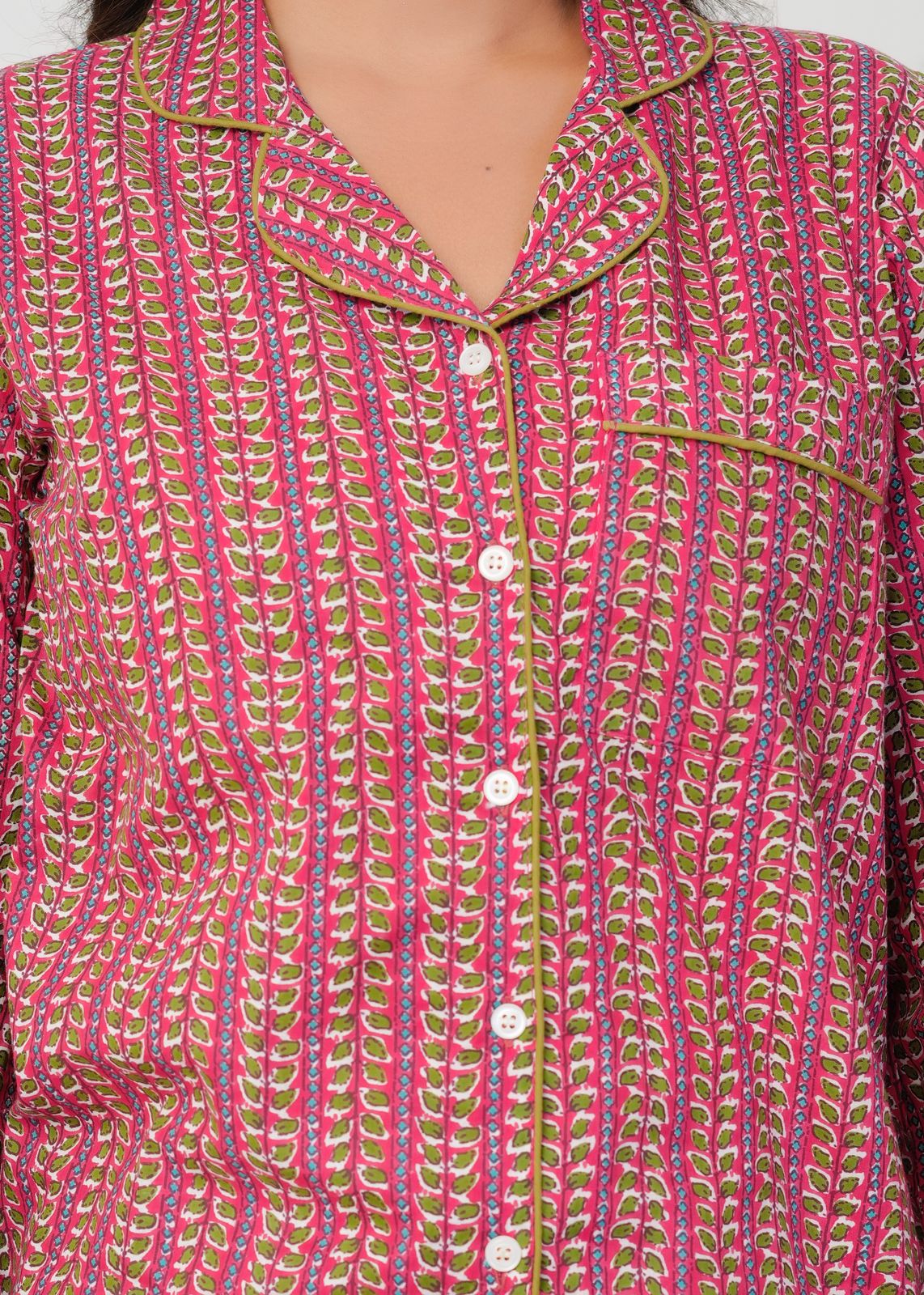 Dark Pink Leafline Night Wear Set