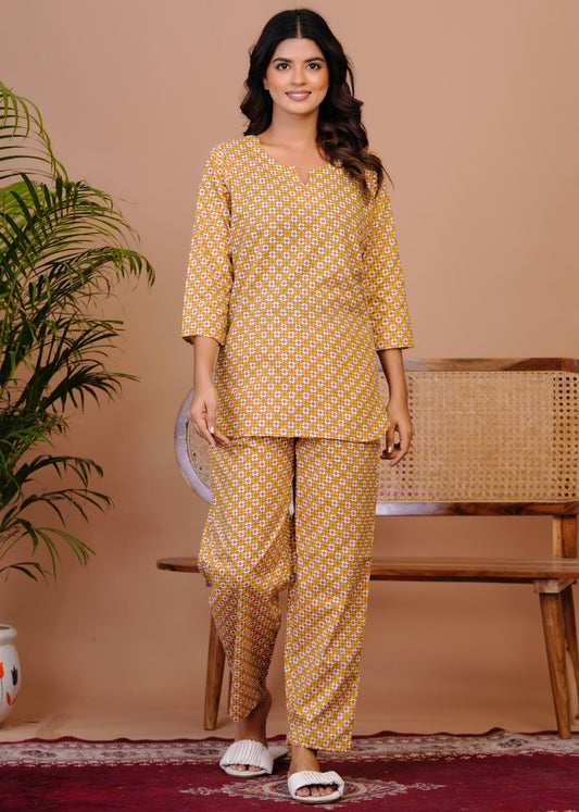 Mustard Blocks Night Wear Set