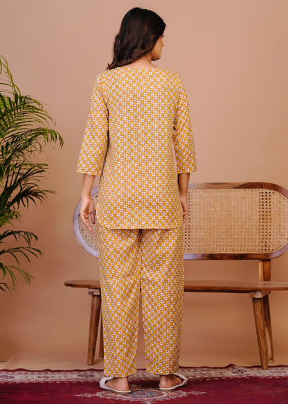 Mustard Blocks Night Wear Set