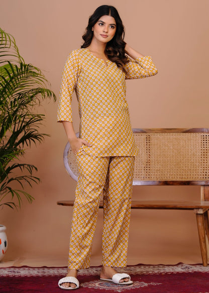Mustard Blocks Night Wear Set