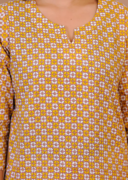 Mustard Blocks Night Wear Set