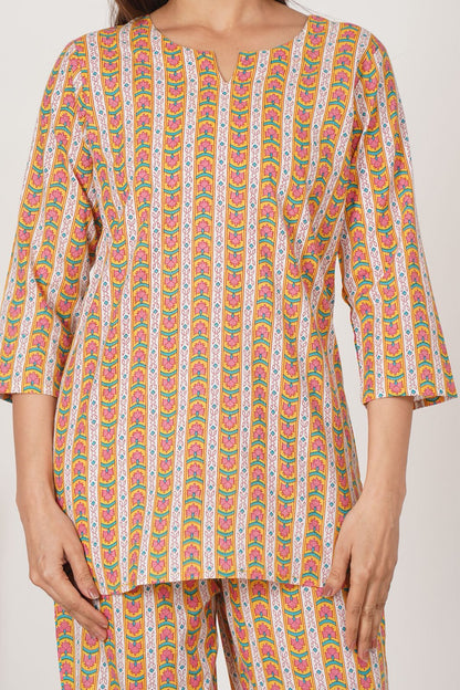 Yellow Geometry Night Wear Set