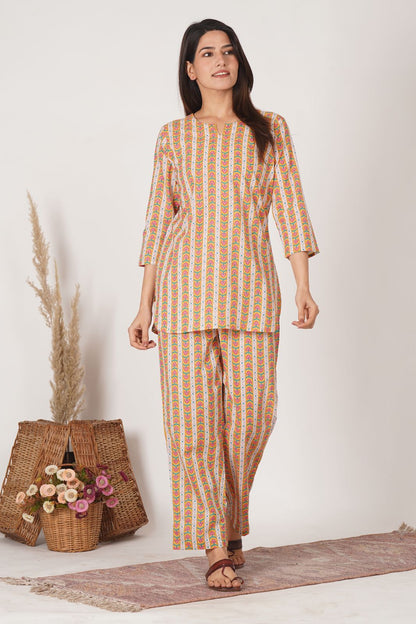 Yellow Geometry Night Wear Set