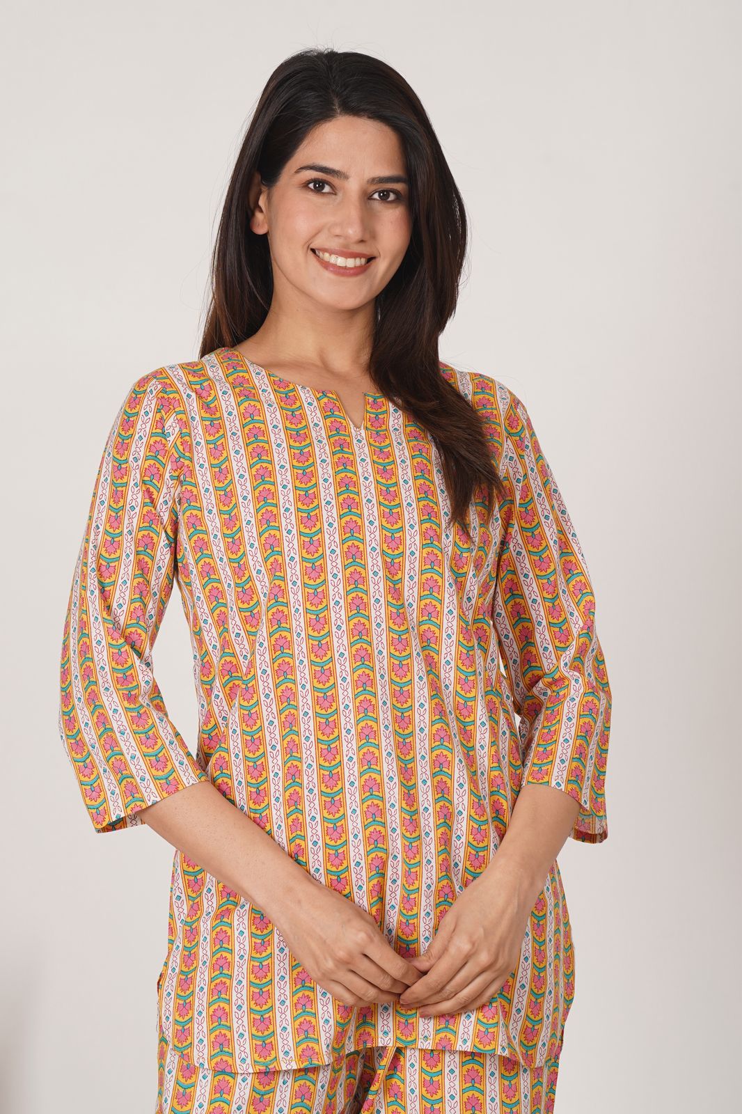 Yellow Geometry Night Wear Set