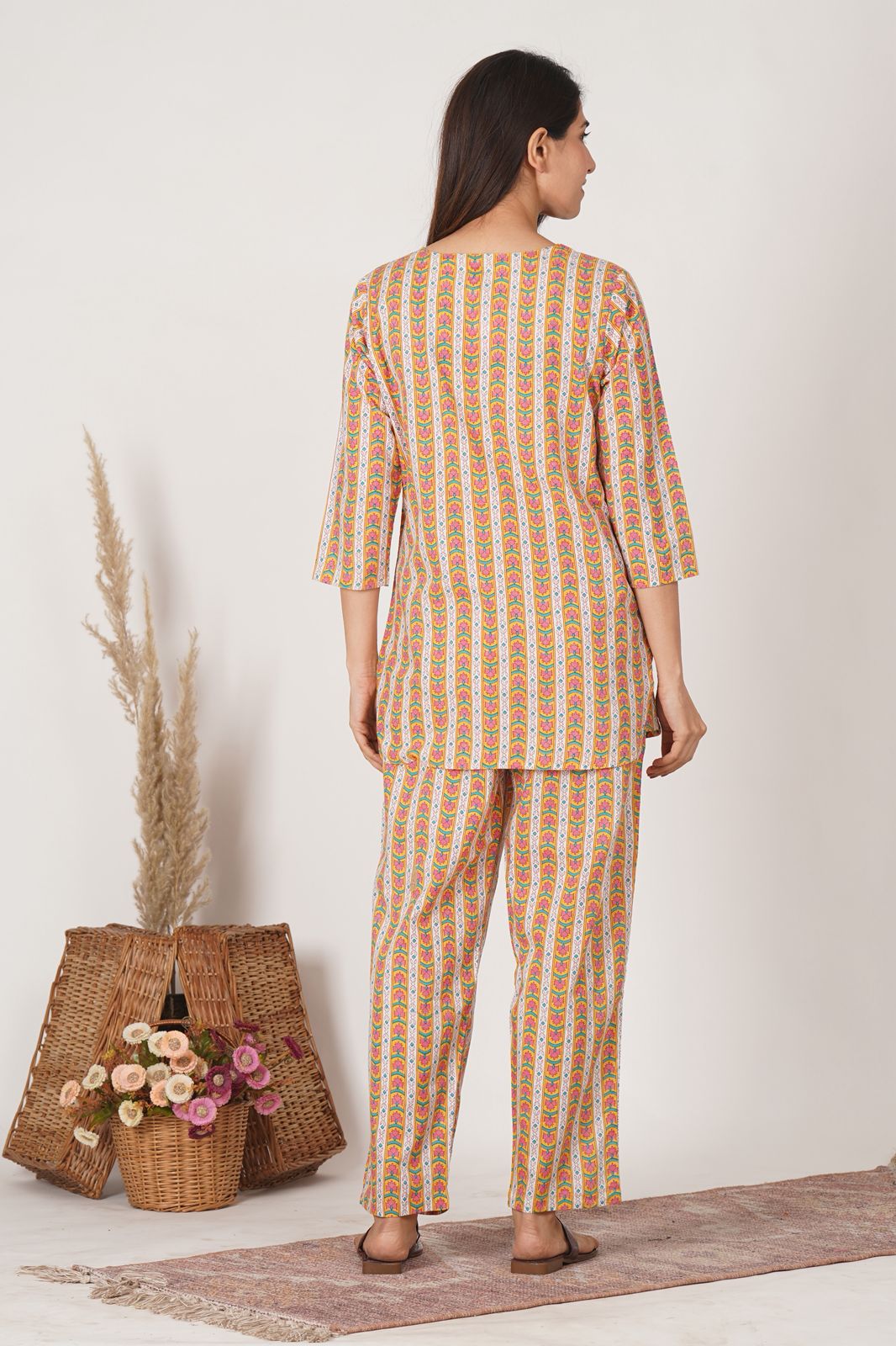 Yellow Geometry Night Wear Set