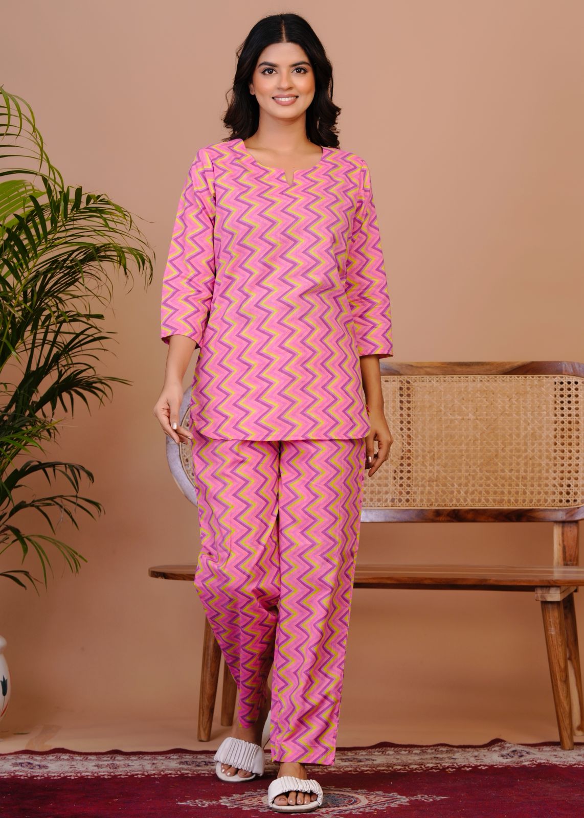 Purple Pink ZigZag Night Wear Set