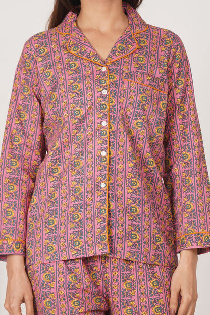 Pink Whisper Stripes Night Wear Set