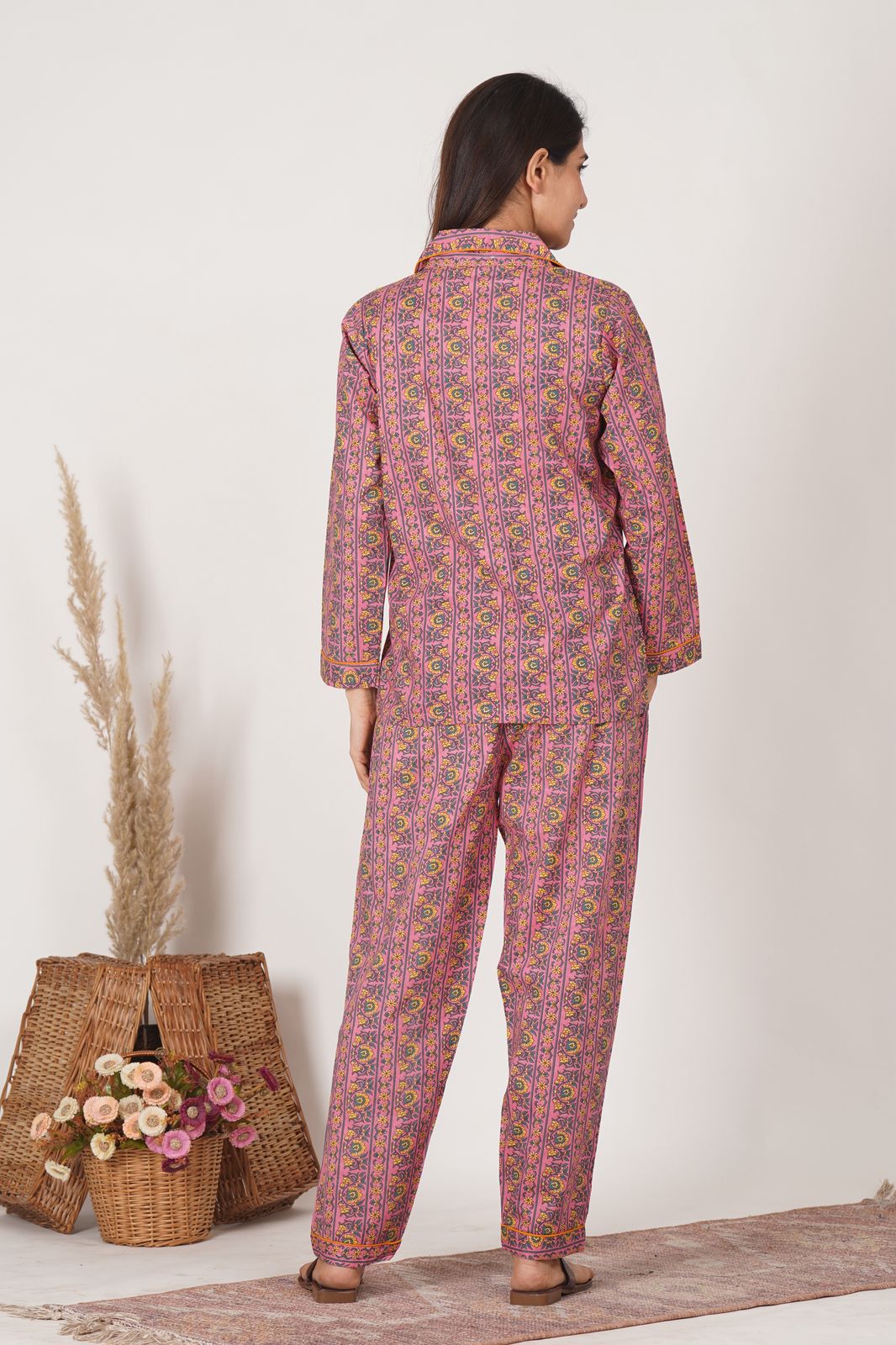 Pink Whisper Stripes Night Wear Set