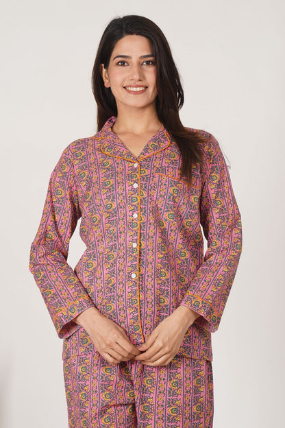 Pink Whisper Stripes Night Wear Set