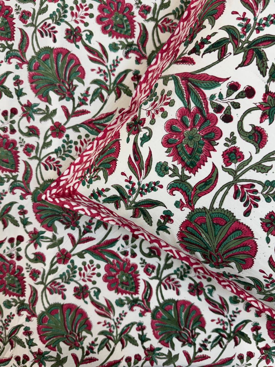 Percale Cotton Gulmohar Fern Double Bedsheet