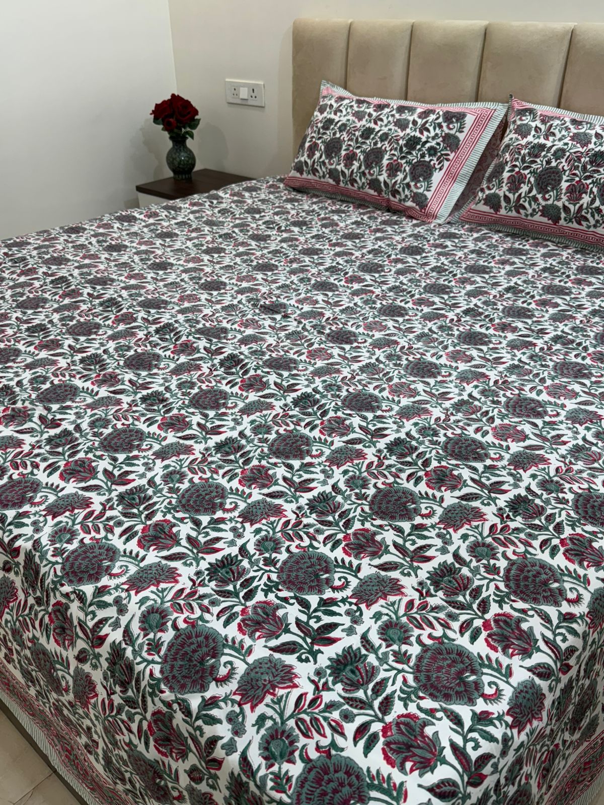 hand block printed bedsheet