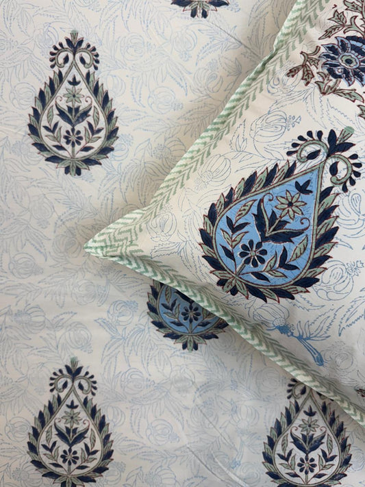 Percale Cotton Sapphire Boota Double Bedsheet