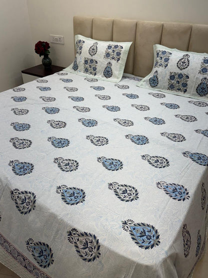 Percale Cotton Sapphire Boota Double Bedsheet
