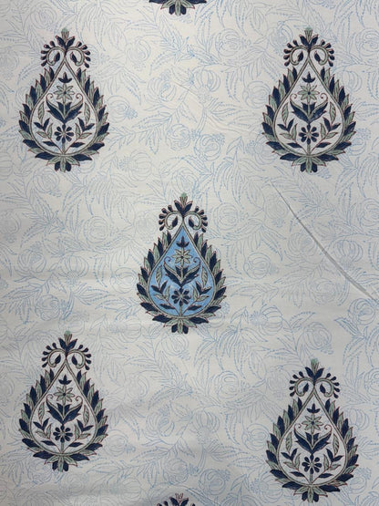 Percale Cotton Sapphire Boota Double Bedsheet