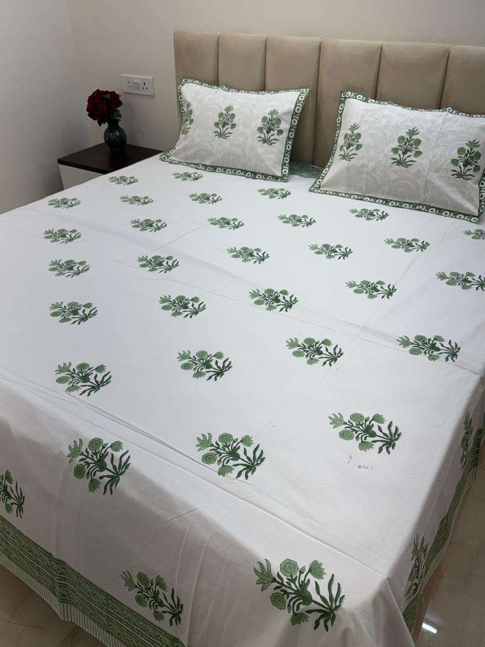 Percale Cotton Pastel Panna Double Bedsheet