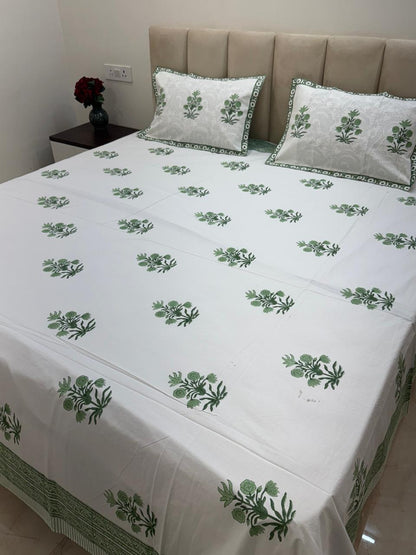 Percale Cotton Pastel Panna Double Bedsheet