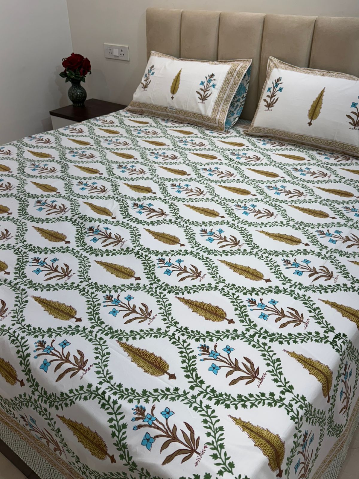 hand block printed bedsheet