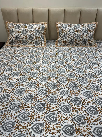 Percale Cotton Grey Meadow Double Bedsheet