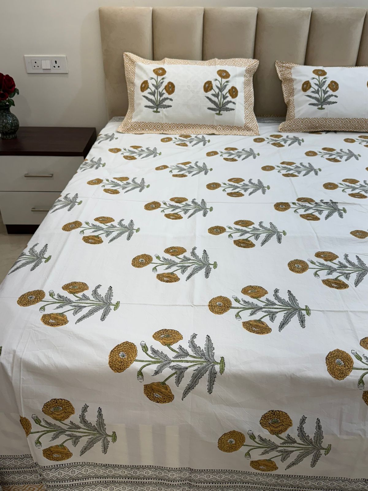 hand block printed bedsheet