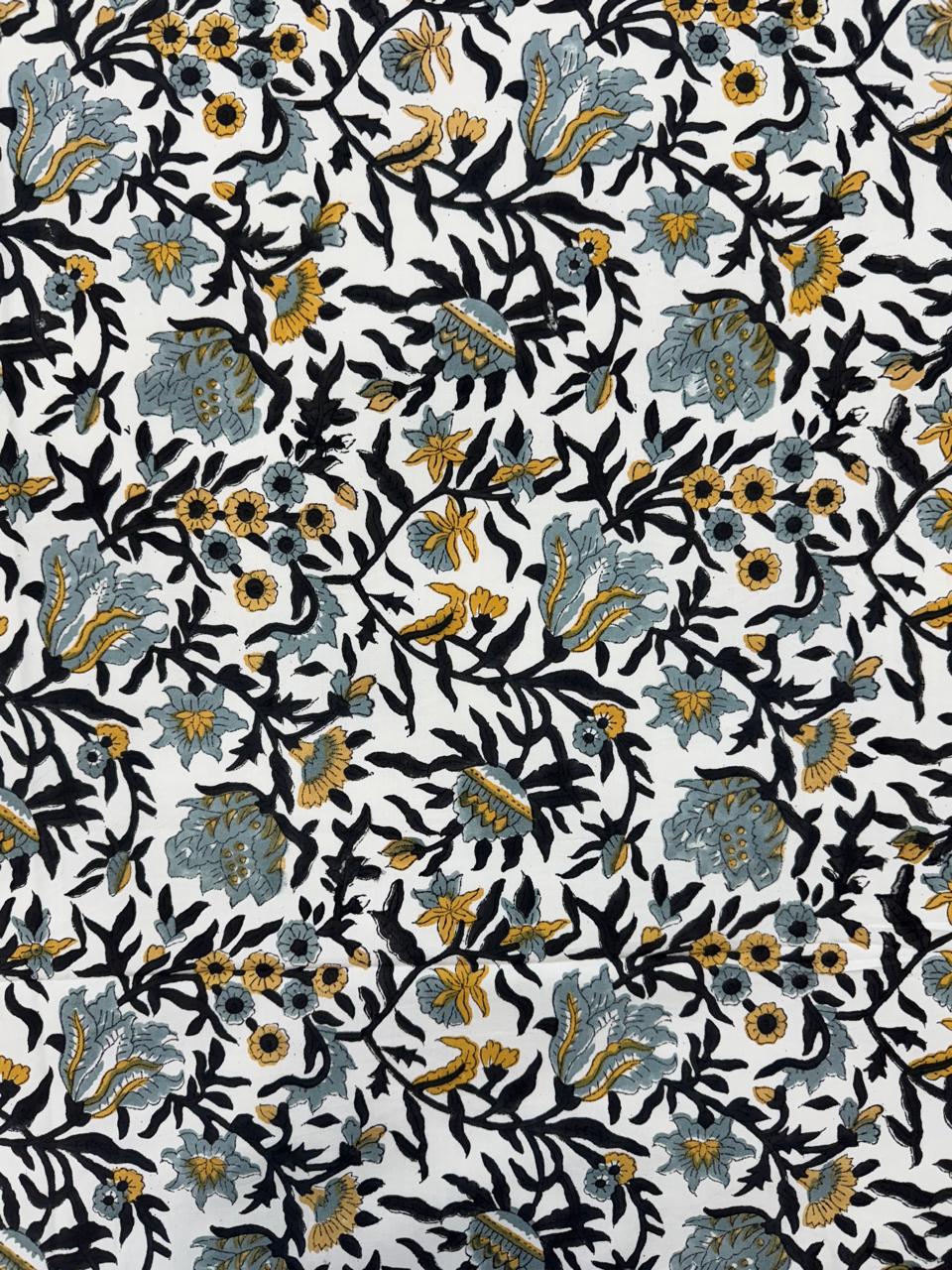 Percale Cotton Gray Mustard King Double Bedsheet